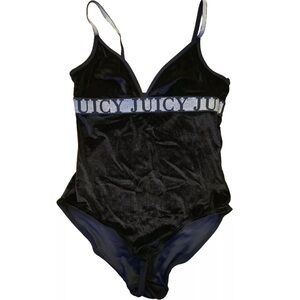 Juicy Couture One Piece Bodysuit Outfit Velvet Y2K Black gold Womens M